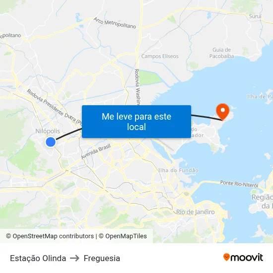 Estação Olinda to Freguesia map