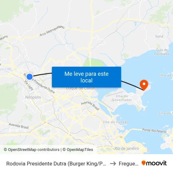 Rodovia Presidente Dutra (Burger King/Posto 13) to Freguesia map