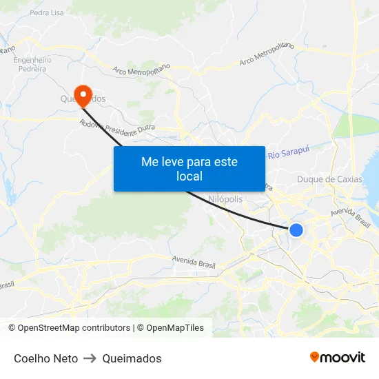 Coelho Neto to Queimados map