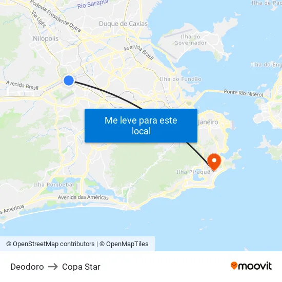 Deodoro to Copa Star map