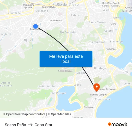 Saens Peña to Copa Star map