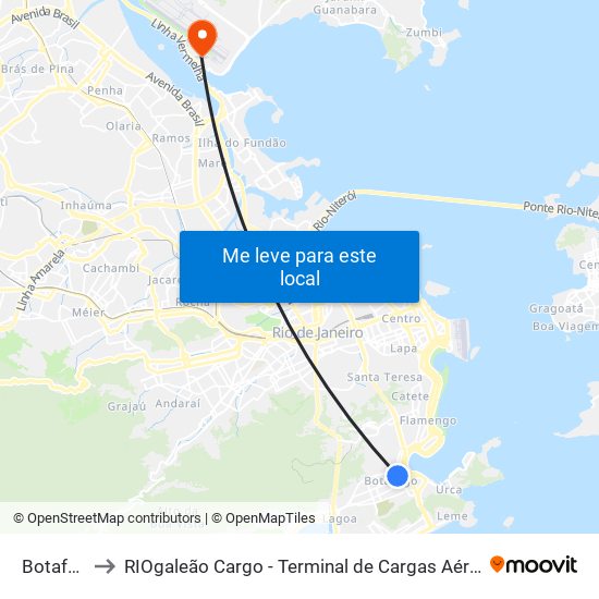 Botafogo to RIOgaleão Cargo - Terminal de Cargas Aéreas (TECA) map