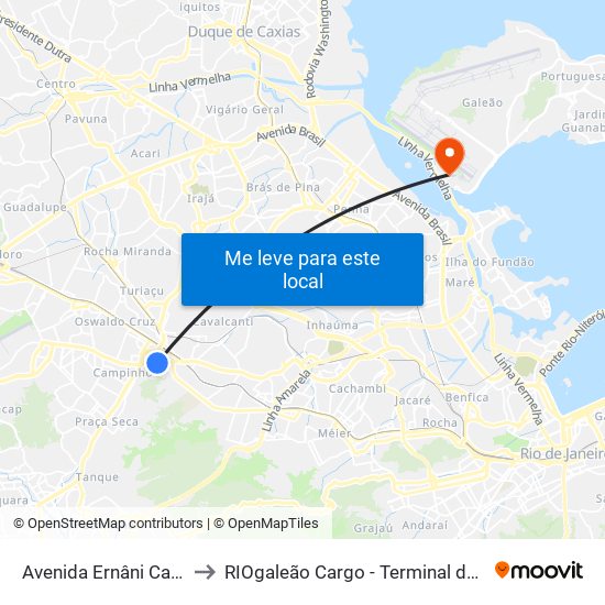 Avenida Ernâni Cardoso, 277-279 to RIOgaleão Cargo - Terminal de Cargas Aéreas (TECA) map