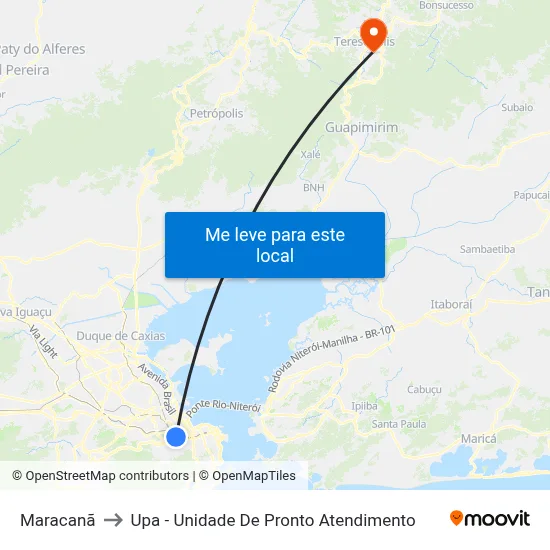 Maracanã to Upa - Unidade De Pronto Atendimento map