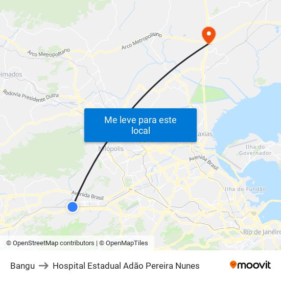 Bangu to Hospital Estadual Adão Pereira Nunes map