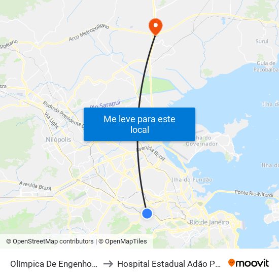 Olímpica De Engenho De Dentro to Hospital Estadual Adão Pereira Nunes map