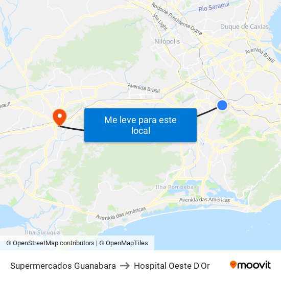 Supermercados Guanabara to Hospital Oeste D'Or map