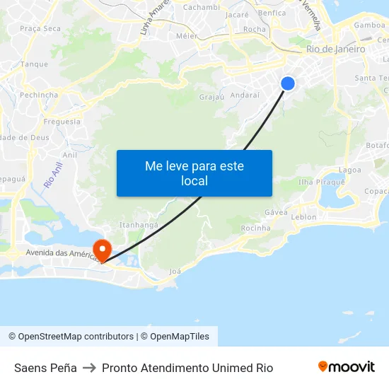 Saens Peña to Pronto Atendimento Unimed Rio map