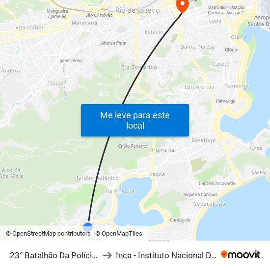 23° Batalhão Da Polícia Militar to Inca - Instituto Nacional De Câncer map