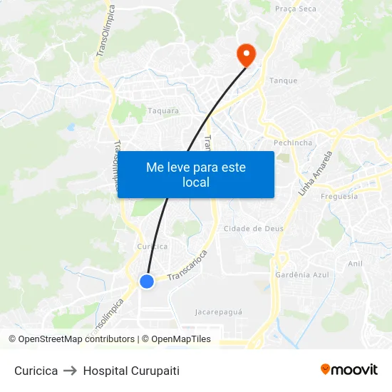 Curicica to Hospital Curupaiti map