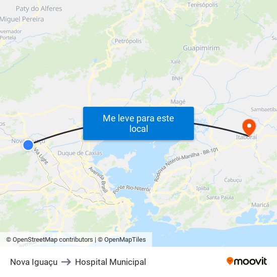 Nova Iguaçu to Hospital Municipal map