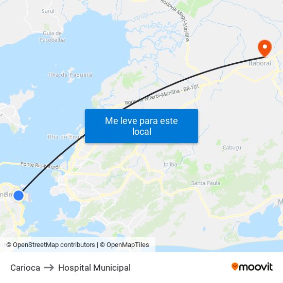 Carioca to Hospital Municipal map