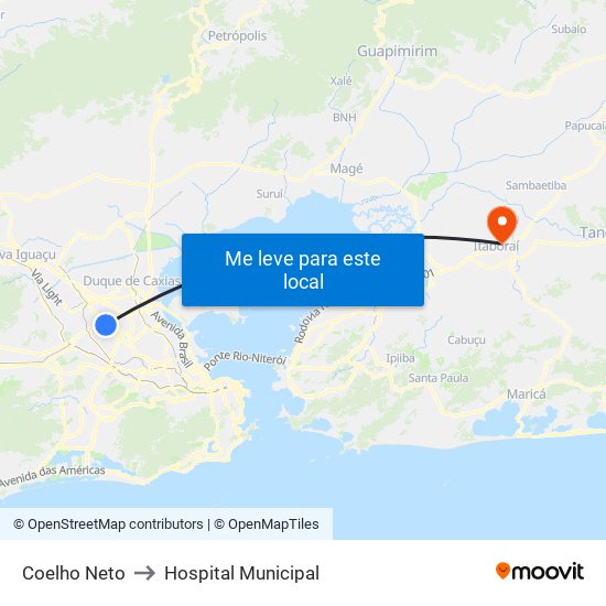 Coelho Neto to Hospital Municipal map