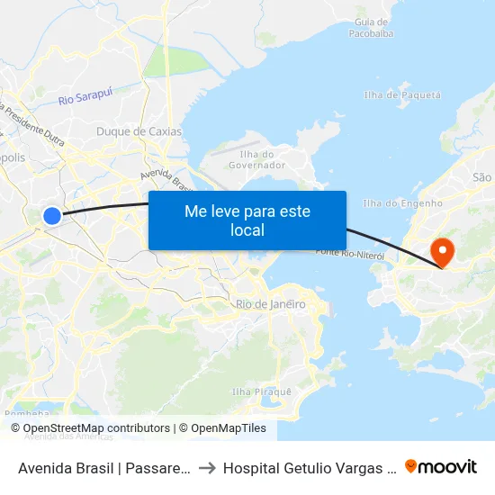 Avenida Brasil | Passarela 31 to Hospital Getulio Vargas Filho map