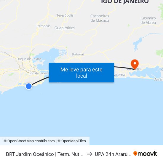 BRT Jardim Oceânico | Term. Nuta James to UPA 24h Araruama map