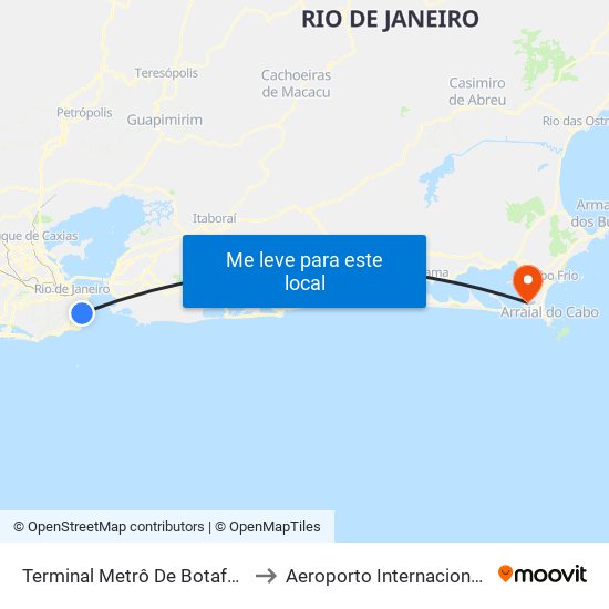 Terminal Metrô De Botafogo (Vila Isabel) to Aeroporto Internacional de Cabo Frio map