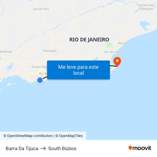 Barra Da Tijuca to South Búzios map