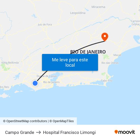 Campo Grande to Hospital Francisco Limongi map