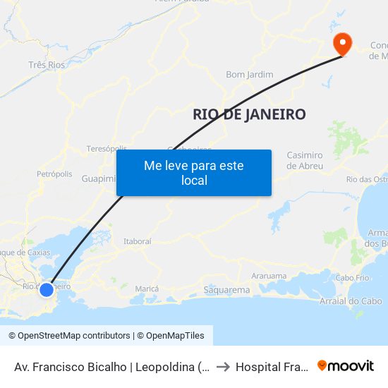 Av. Francisco Bicalho | Leopoldina (Sentido São Cristóvão / Rodoviária) to Hospital Francisco Limongi map