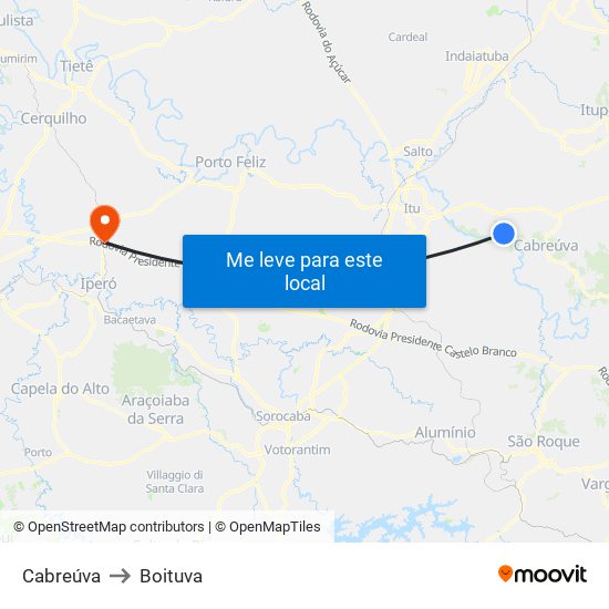 Cabreúva to Boituva map