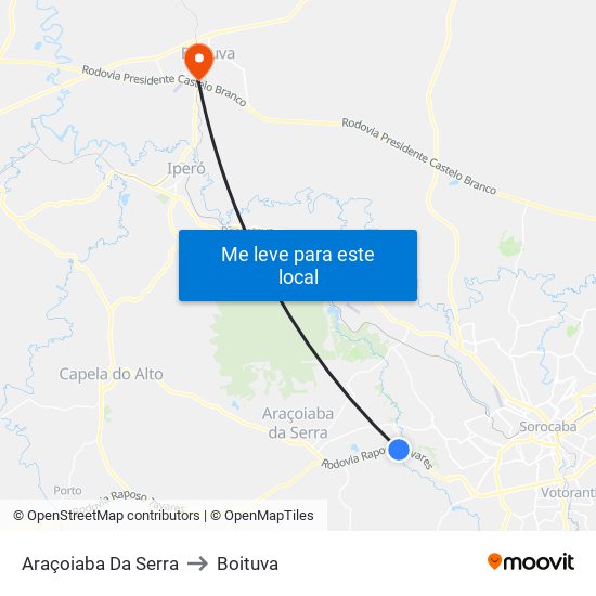 Araçoiaba Da Serra to Boituva map