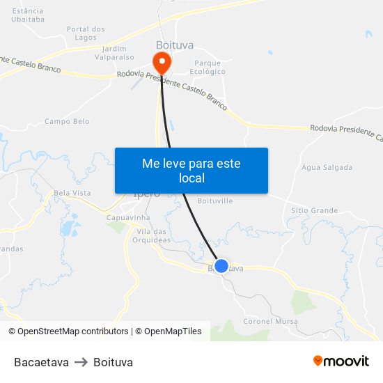 Bacaetava to Boituva map