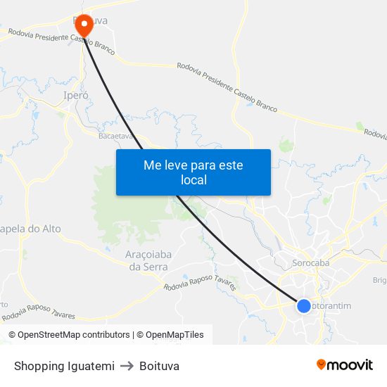 Shopping Iguatemi to Boituva map