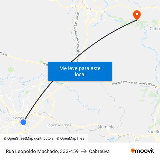 Rua Leopoldo Machado, 333-459 to Cabreúva map