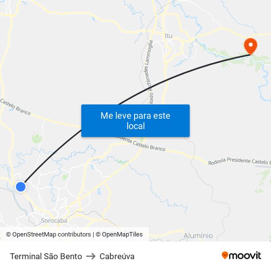 Terminal São Bento to Cabreúva map