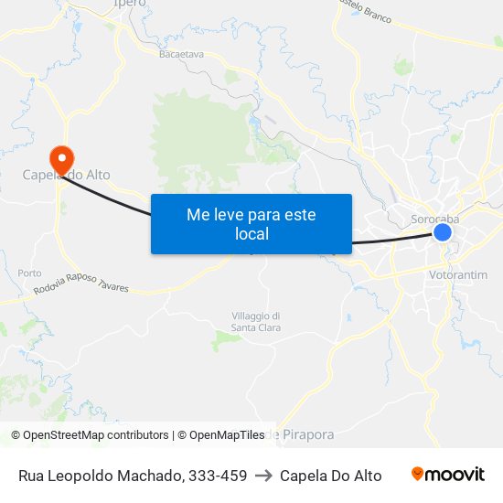 Rua Leopoldo Machado, 333-459 to Capela Do Alto map