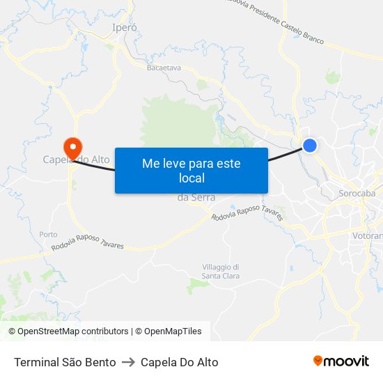 Terminal São Bento to Capela Do Alto map