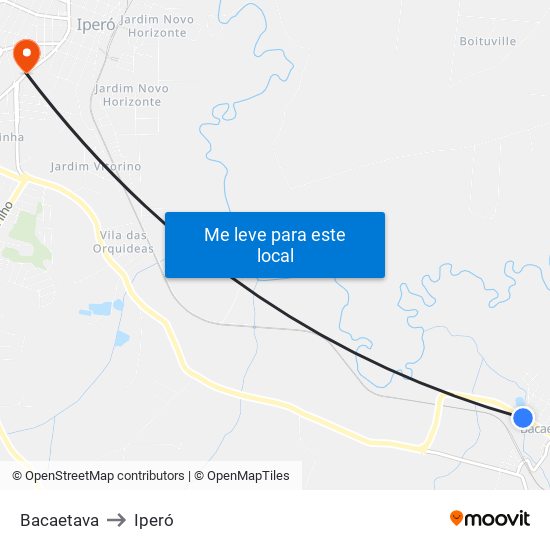 Bacaetava to Iperó map