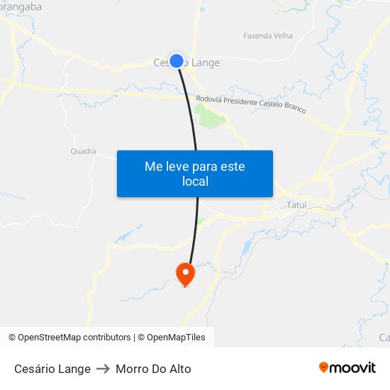 Cesário Lange to Morro Do Alto map