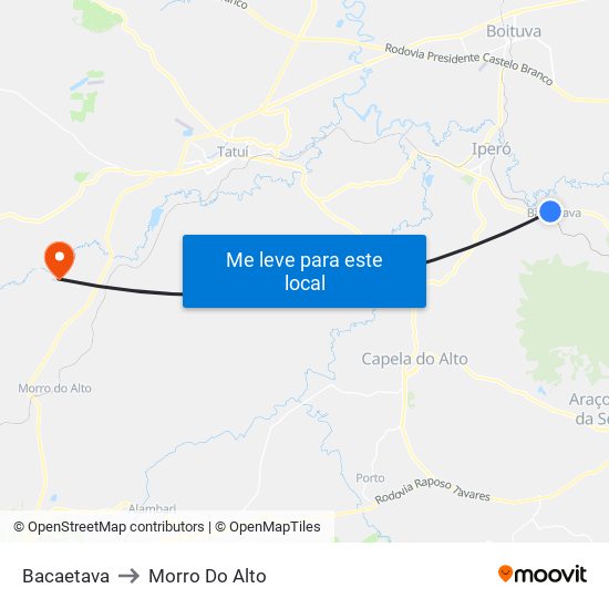 Bacaetava to Morro Do Alto map