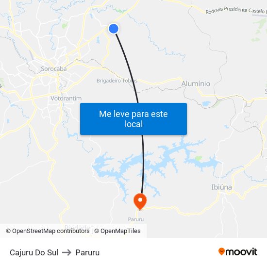 Cajuru Do Sul to Paruru map