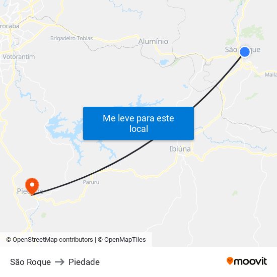 São Roque to Piedade map