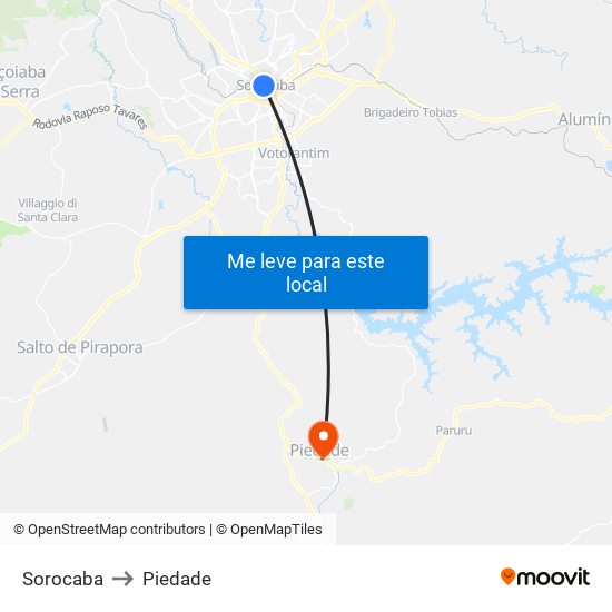 Sorocaba to Piedade map