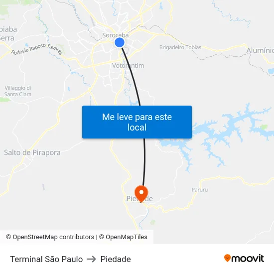Terminal São Paulo to Piedade map