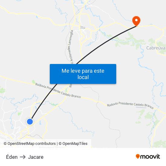 Éden to Jacare map