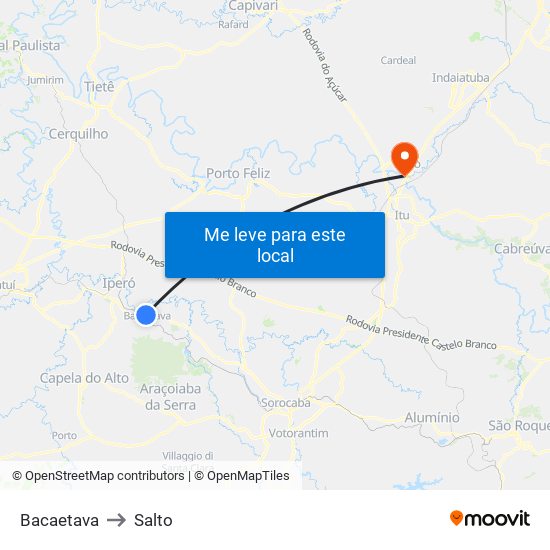 Bacaetava to Salto map