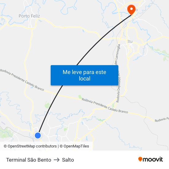 Terminal São Bento to Salto map