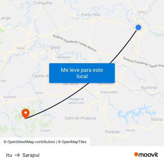 Itu to Sarapuí map