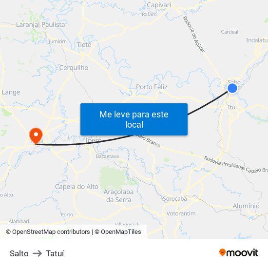 Salto to Tatuí map