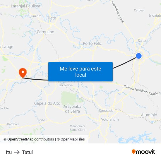 Itu to Tatuí map