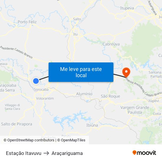 Estação Itavuvu to Araçariguama map