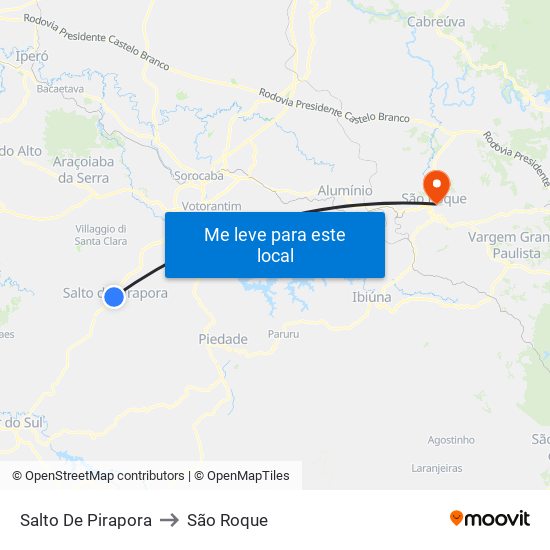 Salto De Pirapora to São Roque map