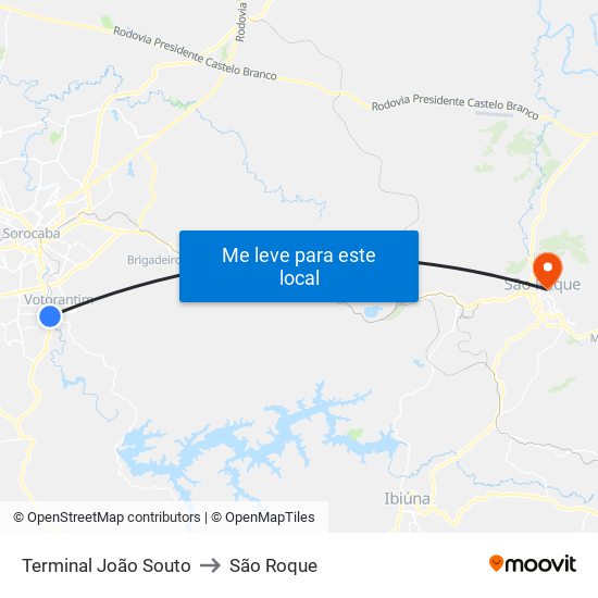 Terminal João Souto to São Roque map