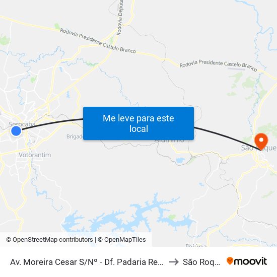 Av. Moreira Cesar S/Nº - Df. Padaria Real - to São Roque map