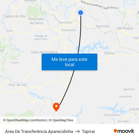 Área De Transferência Aparecidinha to Tapiraí map