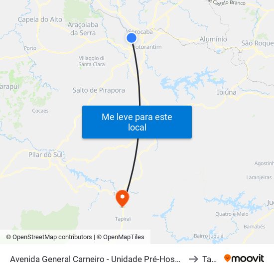 Avenida General Carneiro - Unidade Pré-Hospitalar Da Zona Oeste to Tapiraí map